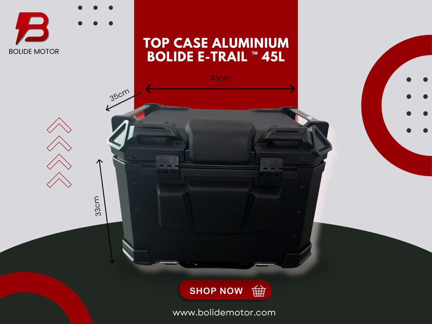 Top Case Aluminium Bolide E-trail™️ 45L